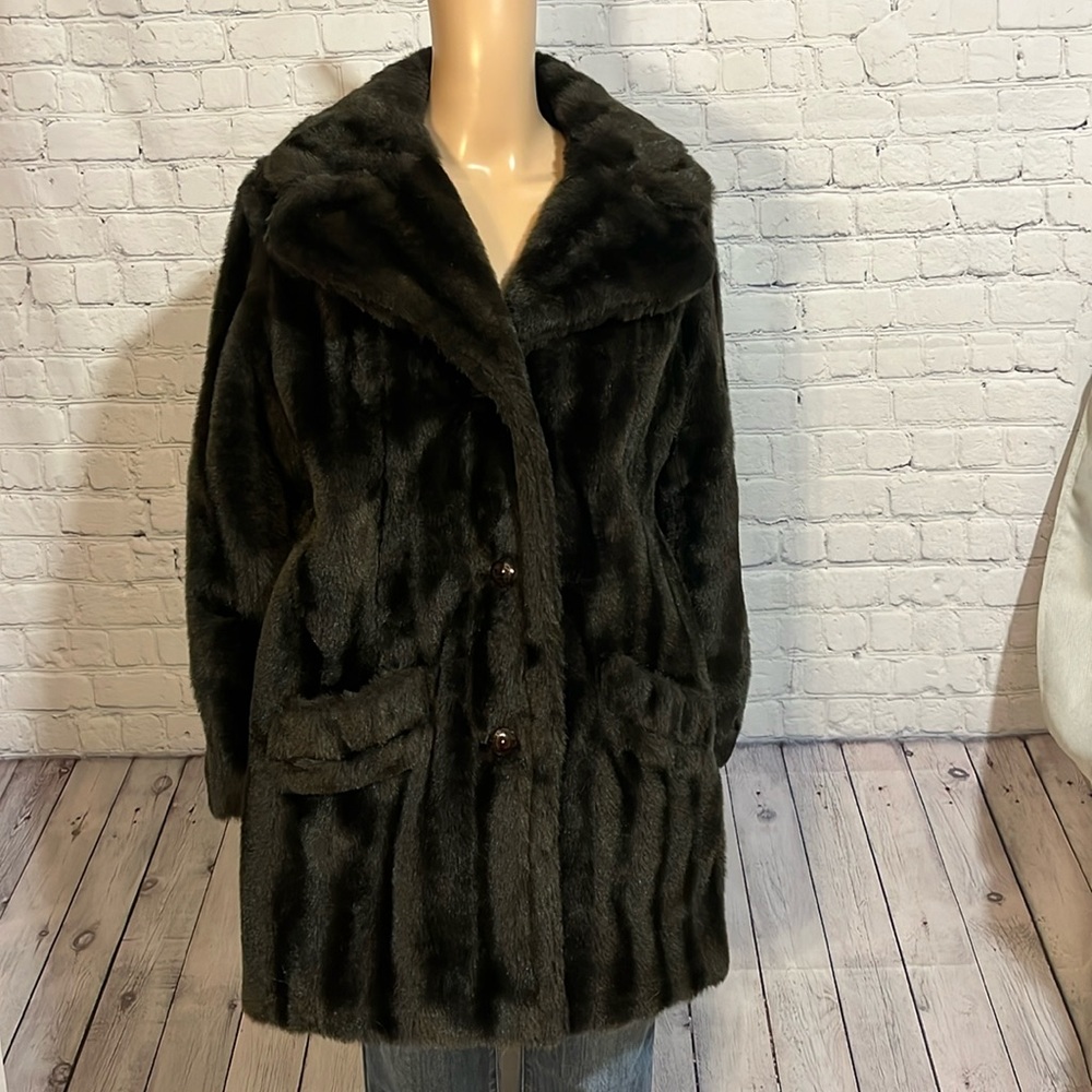 Vintage Sharpee Dark Faux Fur Coat Sharpeof Minneapolis SZ Med